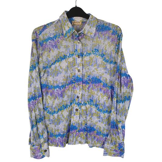 Womens Blue Jean Pierre Made In Italy Floral Long Sleeve Shirt