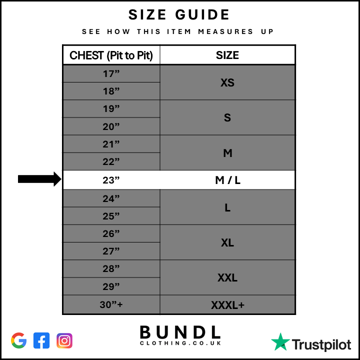 Measurement chart for Mens Lilac Champion Script Jumper