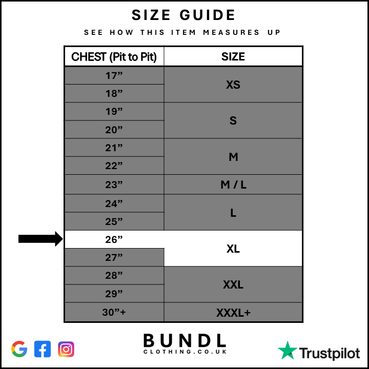 Measurement chart for Mens Navy Levis Spellout Jumper