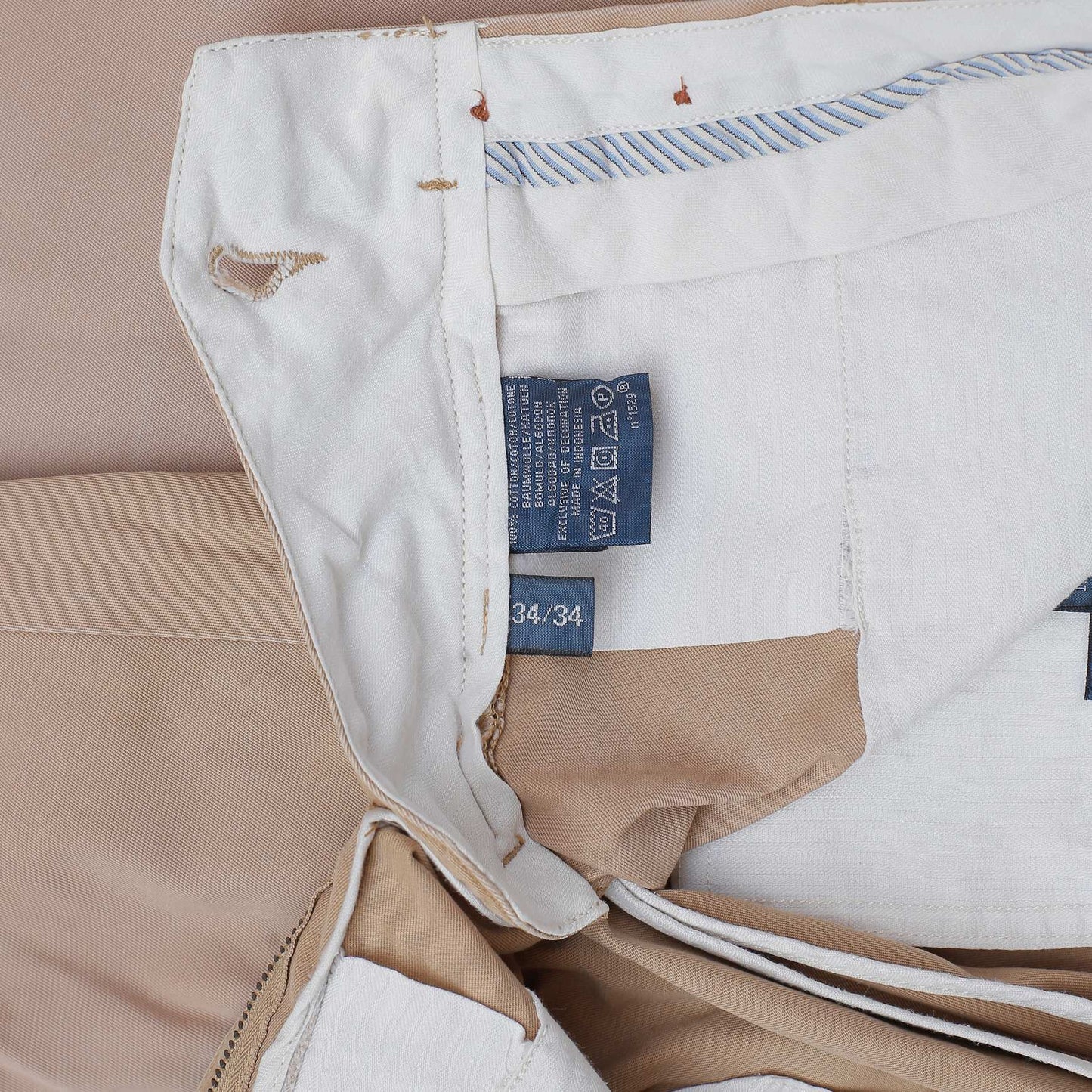 POLO RALPH LAUREN Chino Trousers Custom Fit Pants Beige Mens W34 L30