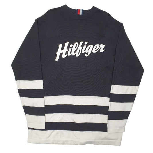 Womens Tommy Hilfiger Spellout Striped Crewneck Sweatshirt M