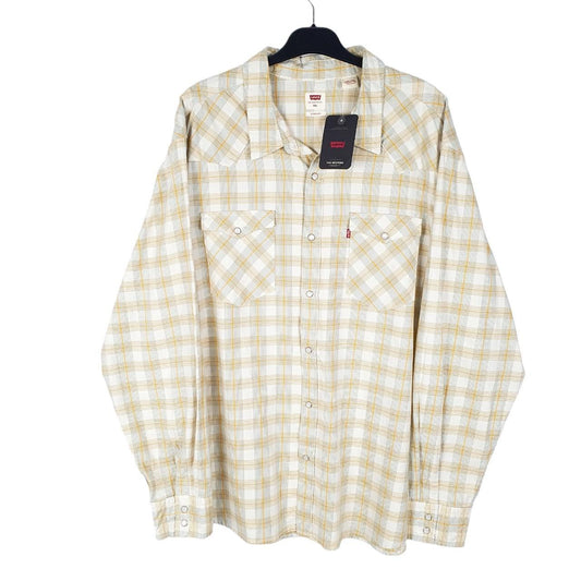 Mens Yellow Levis Western Cowboy Pearl Snap Long Sleeve Shirt