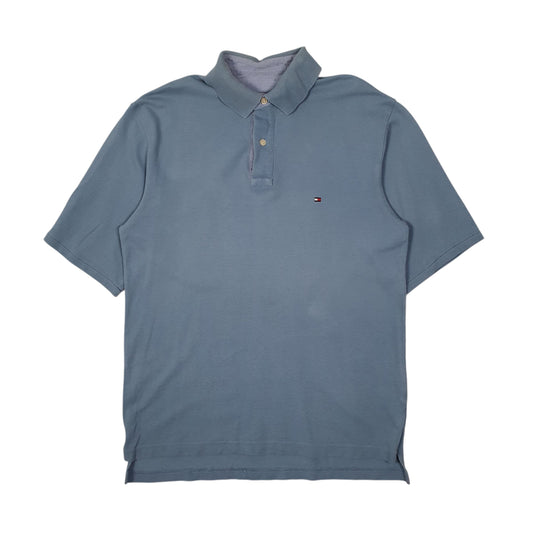 TOMMY HILFIGER Blue Polo Shirt Short Sleeve Cotton Mens M