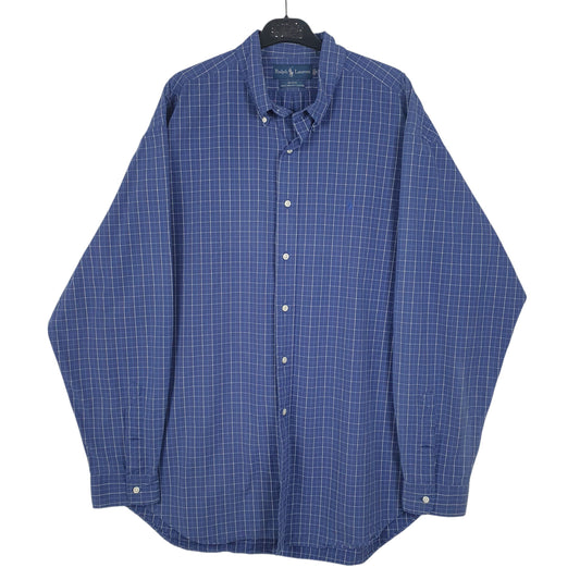 RALPH LAUREN Blue Check Shirt Blake Fit Long Sleeve Casual Cotton Mens XXL