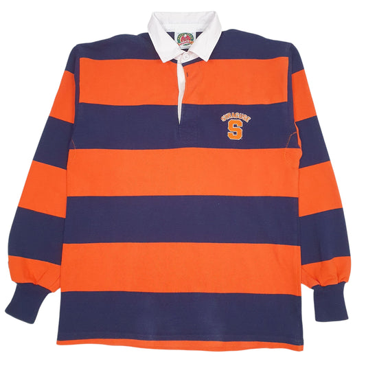 BARBARIAN Navy Polo Shirt Rugby Syracuse Long Sleeve Cotton Mens M