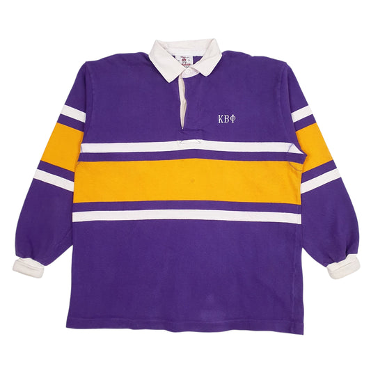 BARBARIAN Purple Polo Shirt Rugby Vintage 90s Long Sleeve Cotton Mens XL