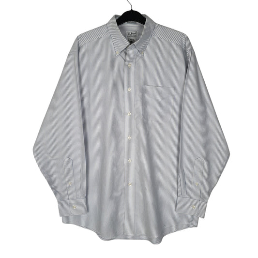 L.L.BEAN Blue Striped Shirt Long Sleeve Casual Cotton Mens M