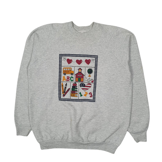 FRUIT OF THE LOOM Crewneck Vintage 90s Made In USA School Jumper Sweatshirt Mens XL