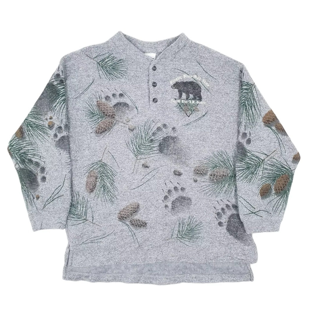 Mens Artisans Sunschein Designs Grey Quarter Zip Button Up Vintage