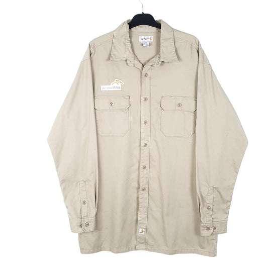 Mens Beige Carhartt Workwear Arcelor Mittal Tall Long Sleeve Shirt