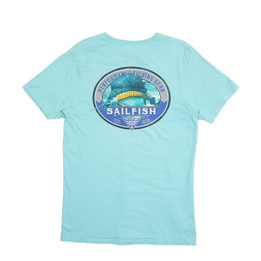Mens Blue Columbia Sportswear PFG Fishing Short Sleeve T Shirt