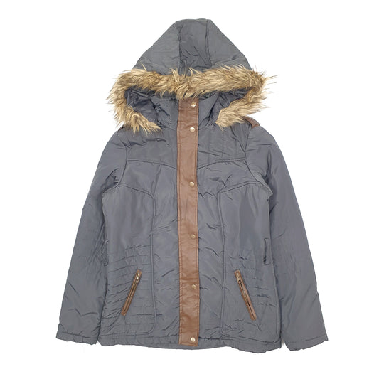 Womens Grey Miss London Parka Coat