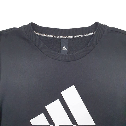 Womens Black Adidas Spellout Crewneck Jumper