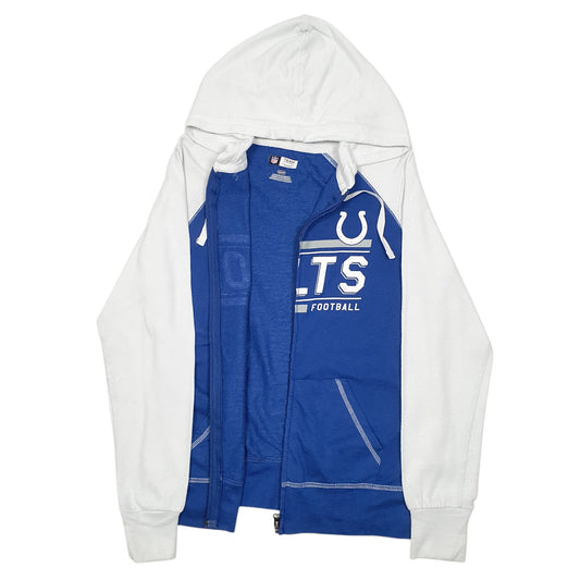 Womens Blue NFL Hoodie Indianapolis Colts Football Spellout Full Zip Jumper