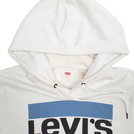Mens White Levis Spellout Hoodie Jumper