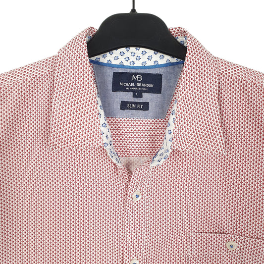 Mens Red Michael Brandon Los Angeles Short Sleeve Shirt