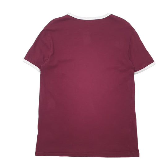 Mens Burgundy Polo Ralph Lauren Slim Fit Ringer University Of RL Short Sleeve T Shirt