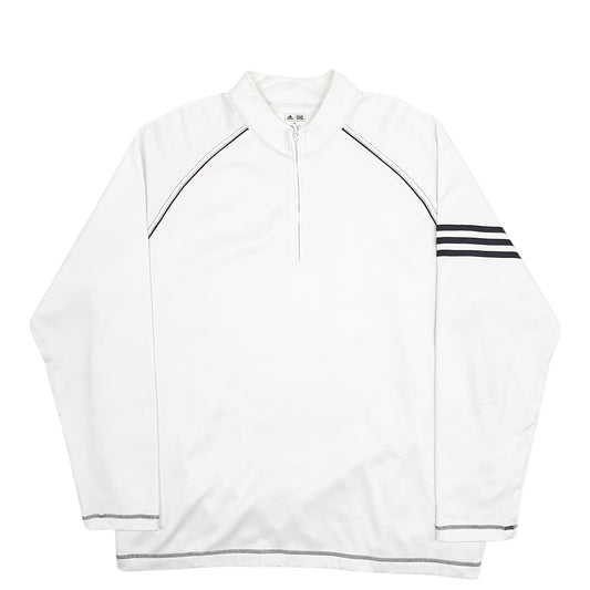 Mens White Adidas Quarter Zip Jumper