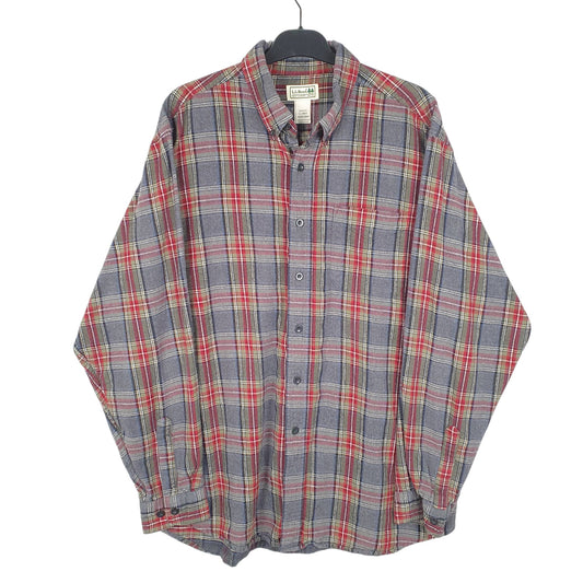 Mens Grey L.L.Bean Flannel Overshirt Shacket Long Sleeve Shirt