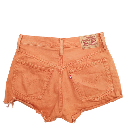 Womens Orange Levis Distressed 501 Denim Shorts