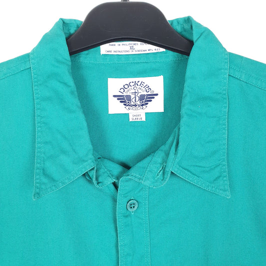 Mens Green Dockers Workwear Short Sleeve Shirt