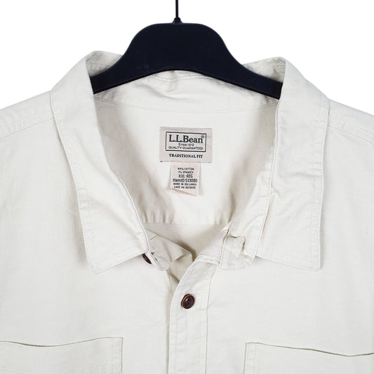 Mens Cream L.L.Bean Traditional Heavy Overshirt Shacket Long Sleeve Shirt