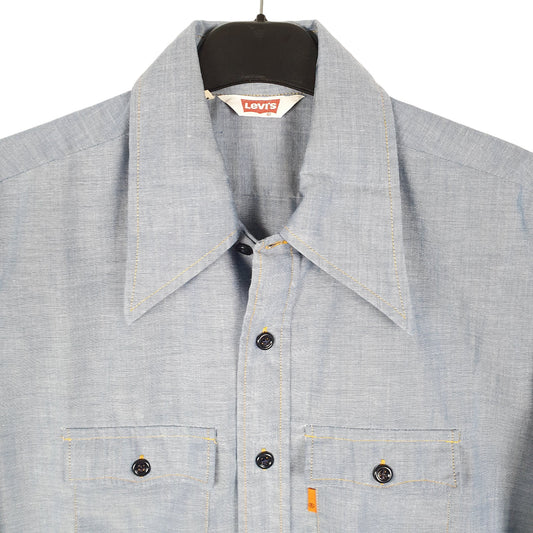 Mens Blue Levis Vintage Orange Tab Retro Casual Long Sleeve Shirt