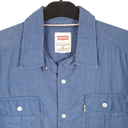 Mens Blue Levis Modern Casual Short Sleeve Shirt