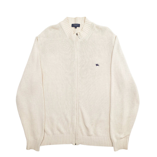 Mens Cream Burberry Full Zip Jumper
