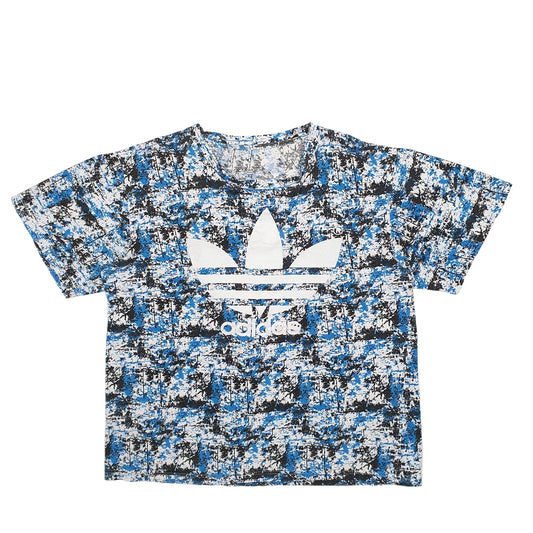 Womens Blue Adidas Spellout Short Sleeve T Shirt