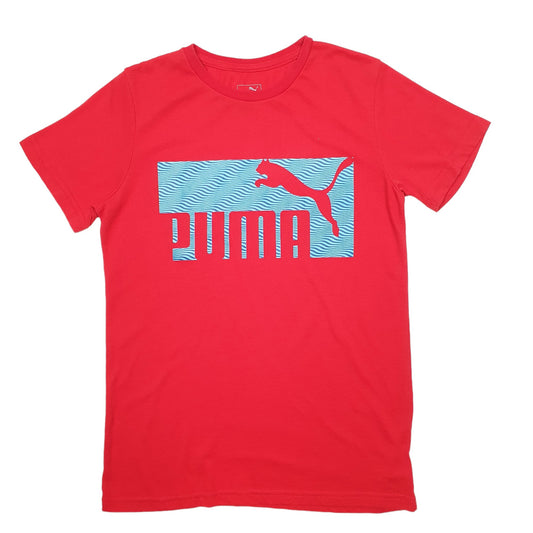 Mens Red Puma Spellout Short Sleeve T Shirt