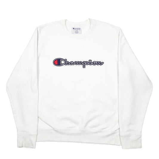 Mens White Champion Crewneck Jumper