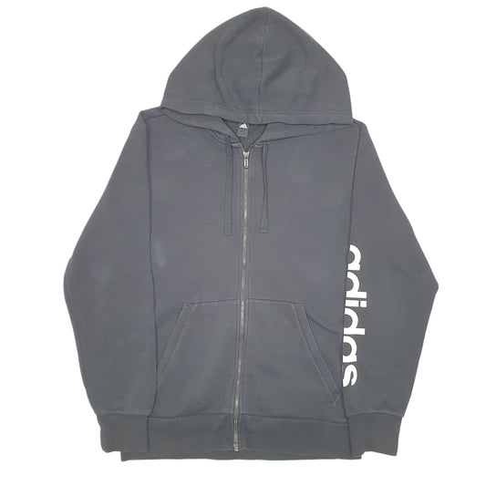 Mens Black Adidas Hoodie Sleeve Spellout Full Zip Jumper