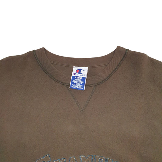 Mens Khaki Champion Spellout Vintage 90's Crewneck Jumper