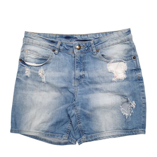 Womens Blue Buffalo Distressed Denim Shorts