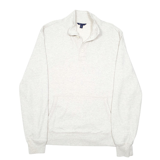 Mens Cream Gap Button Pop Over Quarter Zip Jumper