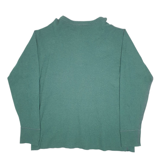 Mens Green L.L.Bean Thermal Henley Long Sleeve T Shirt