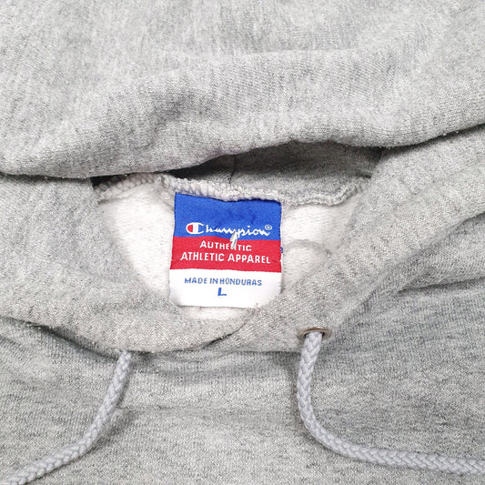 Mens Grey Champion Ferris State University Bulldogs USA Spellout Hoodie Jumper