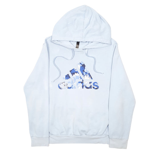 Womens Blue Adidas Spellout Floral Flowers Hoodie Jumper
