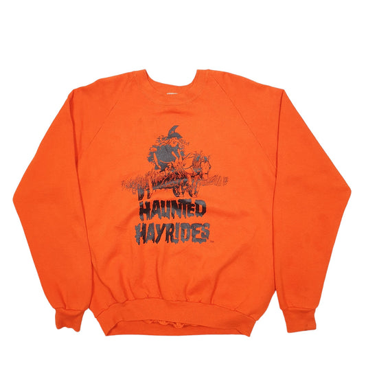 Mens Orange Jerzees Haunted Made In USA Crewneck Jumper