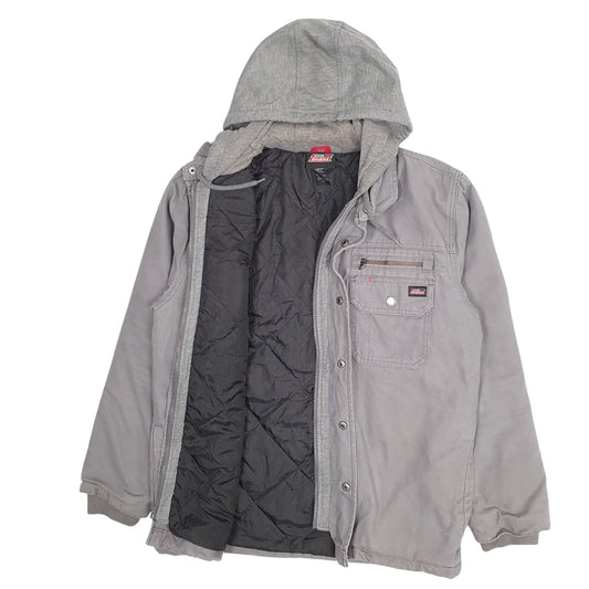 Mens Grey Dickies Bomber Chore Shacket Hoodie Coat