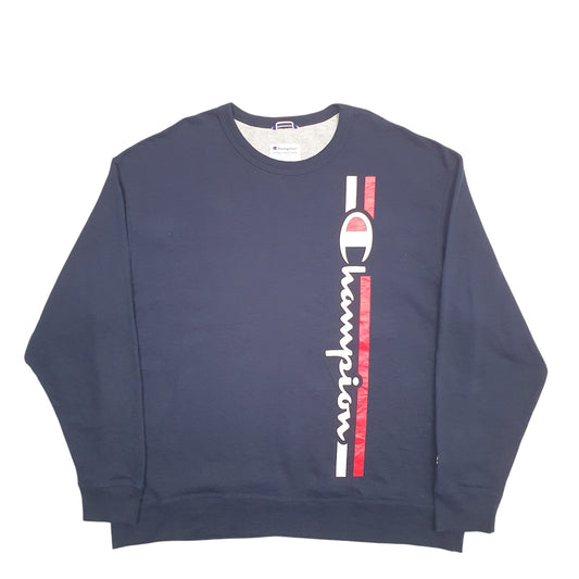 Mens Navy Champion Spellout Crewneck Jumper