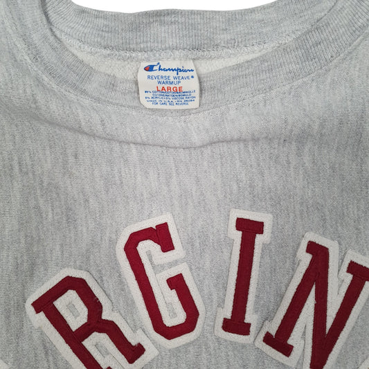 Mens Grey Champion Vintage 80s Virginia Tech Reverse Weave Crewneck Jumper