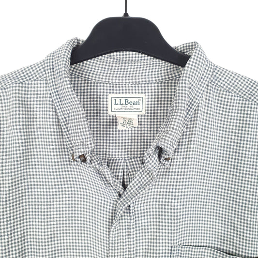 Mens White L.L.Bean Houndstooth Blend Long Sleeve Shirt