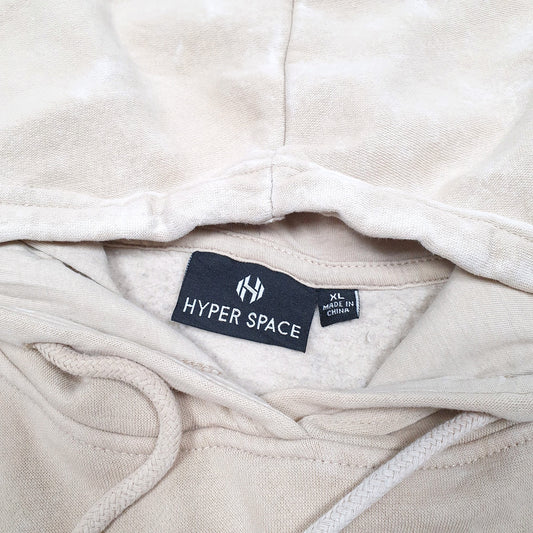 Mens Beige Hyper Space Nasa Space Spellout Hoodie Jumper