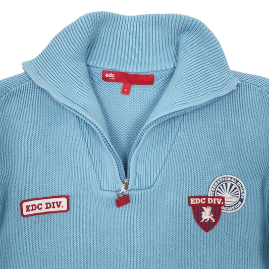 Mens Blue EDC Vintage Quarter Zip Jumper