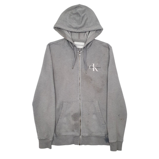 Mens Grey Calvin Klein Jeans Full Zip Jumper