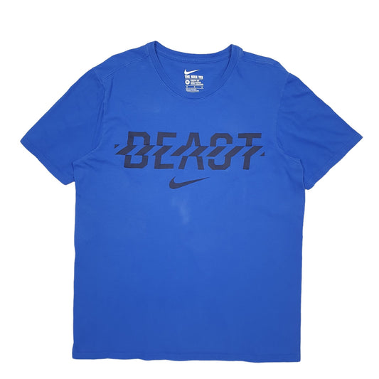Mens Blue Nike Beast Spellout Short Sleeve T Shirt