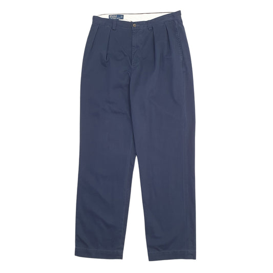 Mens Navy Polo Ralph Lauren Double Pleated Vintage 2000's Chino Trousers