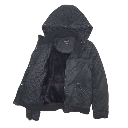 Womens Black FB Sister Hooded Quarter Zip Coat